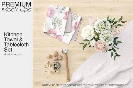 CreativeMarket - Kitchen Towel & Tablecloth Set 2367966