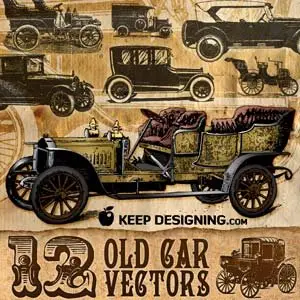 12 vintage vector cars
