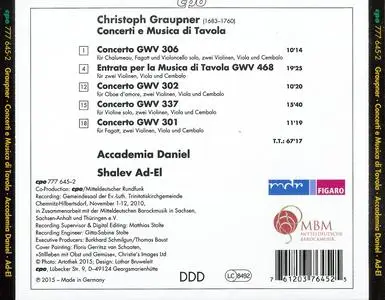 Shalev Ad-El, Accademia Daniel - Christoph Graupner: Concerti e Musica di Tavola (2015)