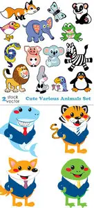 Vectors - Cute Various Animals Set