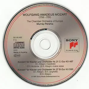 W.A. Mozart - Chamber Orchestra of Europe / Perahia - Piano Concertos 21 & 27 (1991)