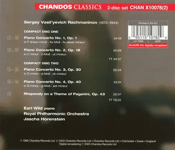 Rachmaninov - Earl Wild - Piano concertos Nos 1-4, Rhapsody (1966, reissue 2003, Chandos # CHAN X10078(2)) [RE-UP]