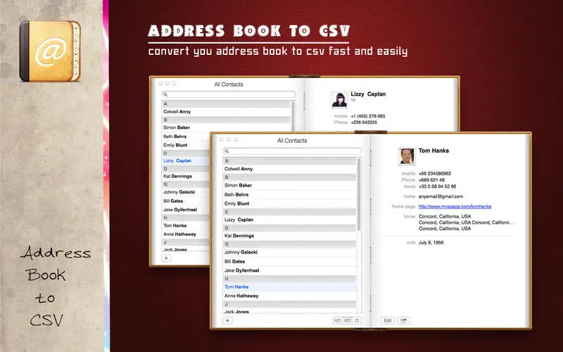 Address Book to CSV v1.4.1 Mac OS X