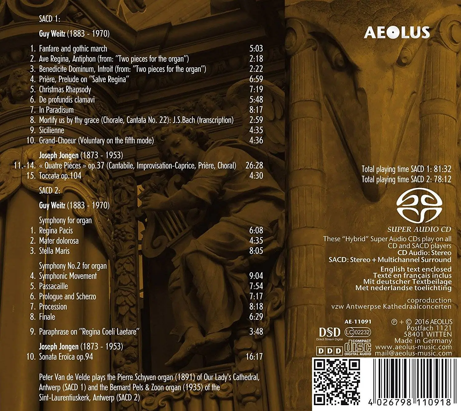 Peter van Velde - Guy Weitz and Joseph Jongen: Complete Organ Works (2017)