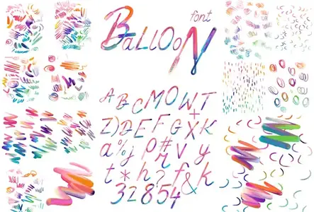 Balloon - SVG Brush Font +Patterns