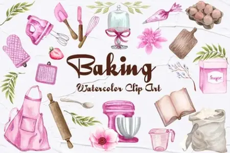 Envato - Watercolor Baking Clipart - SJXLS8G