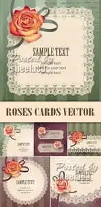 Vintage Roses Cards Vector