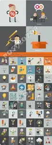 Templates flat design concept cartoon businessman vector