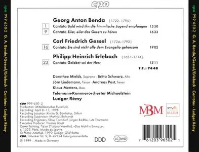 Ludger Rémy, Telemann-Kammerorchester Michaelstein - Benda, Gessel, Erlebach: Cantatas (1999)