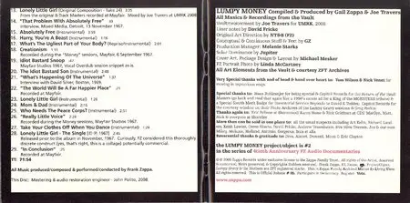 Frank Zappa - Lumpy Money - The Project/Object (2009) {3CD Zappa Records ZR20008 reissue 2016 rec 1968}