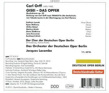 Orchester der Deutschen Oper Berlin & Jacques Lacombe - Orff: Gisei, das Opfer (2016)