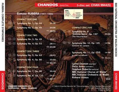 Edmund Rubbra - Complete Symphonies - Richard Hickox (2001) {5CD Set, Chandos CHAN 9944(5) rec 1993-1998}