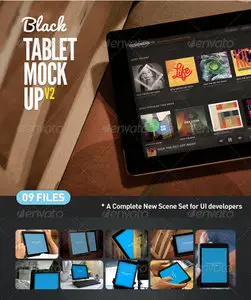 GraphicRiver - Black Pad | Tablet App Scenes UI Mock-Up V2