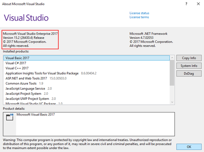 Microsoft Visual Studio 2017 version 15.2 (26430.4)