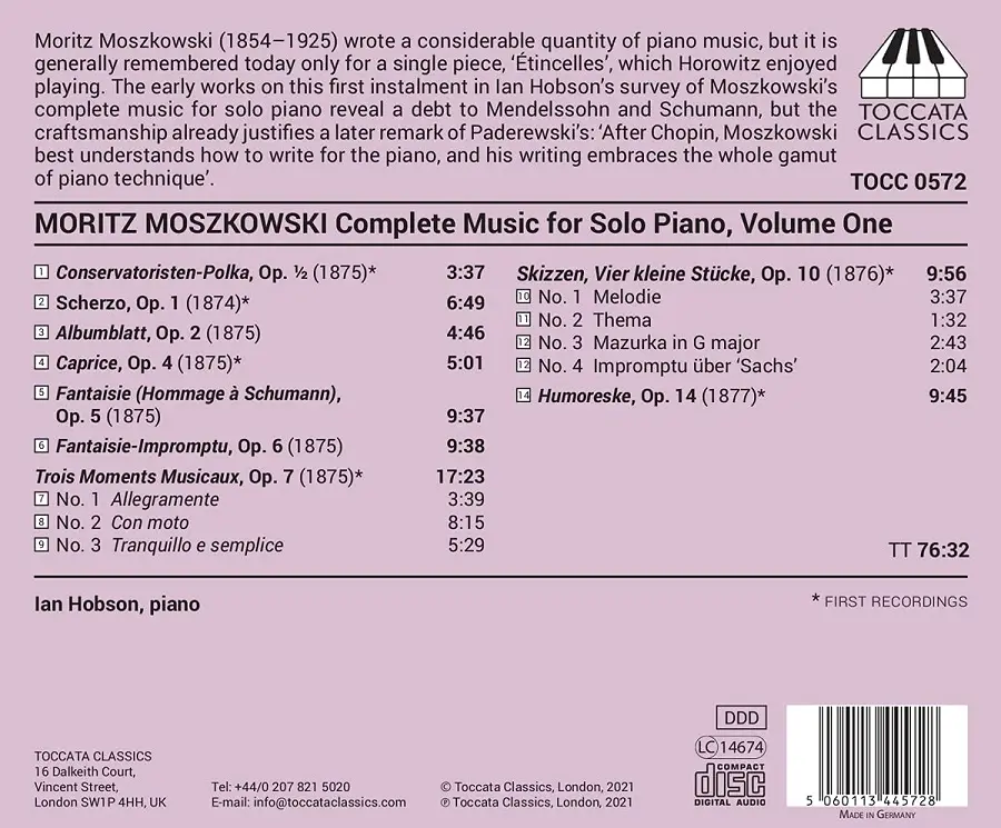 Ian Hobson - Moritz Moszkowski: Complete Music for Solo Piano, Volume One (2021)