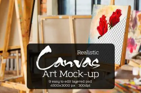 CreativeMarket - Art Canvas Realistic Studio Mock-Up