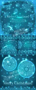 Blue New Year snowflake cards