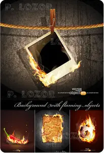Background with flaming objects