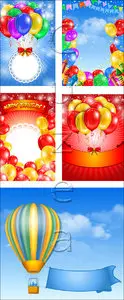 Vector - Happy birthday backgrounds with color ballons