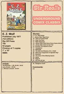 E Z Wolf 001 1977 1st Edition Rip Off Press SirReal