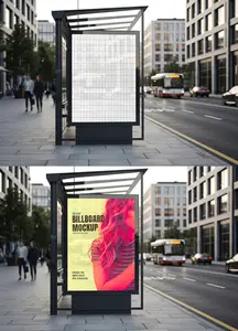 Bus Stop LightBox Billboard Mockup with Generative AI 1678430452