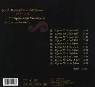 Kristin von der Goltz - Joseph-Marie-Clément dall' Abaco: 11 Capricen für Violoncello (2006)