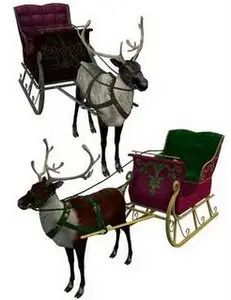 DAZ 3D Reindeer And Sleigh
