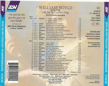 The Hanover Band, Graham Lea-Cox - William Boyce: Ode for St Cecilia's Day (2000)