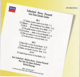 Sutherland - Horne - Pavarotti  /  Live From Lincoln Center  ( 2008 )