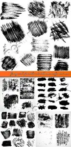 Grunge ink spots blots and silhouettes background vector