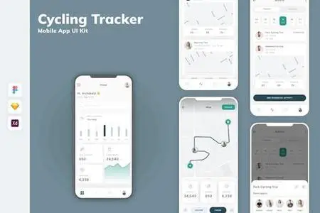 Cycling Tracker Mobile App UI Kit