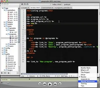 3 PeepCode Screencasts (TextMate, Ruby On Rails) [2006-2009]