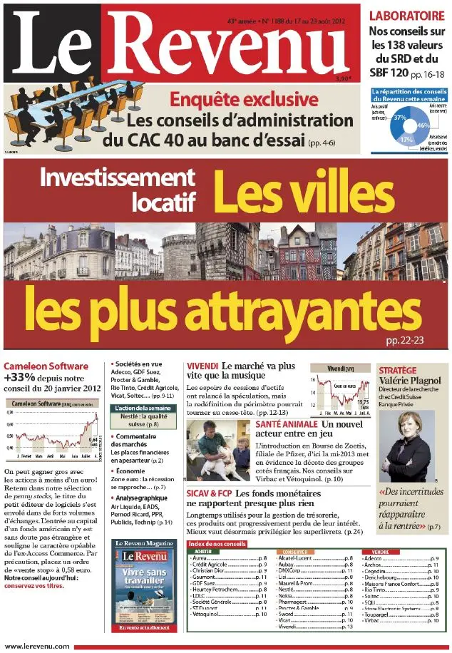 Le Revenu Hebdo Bourse 1188 - 17 au 23 Aout 2012