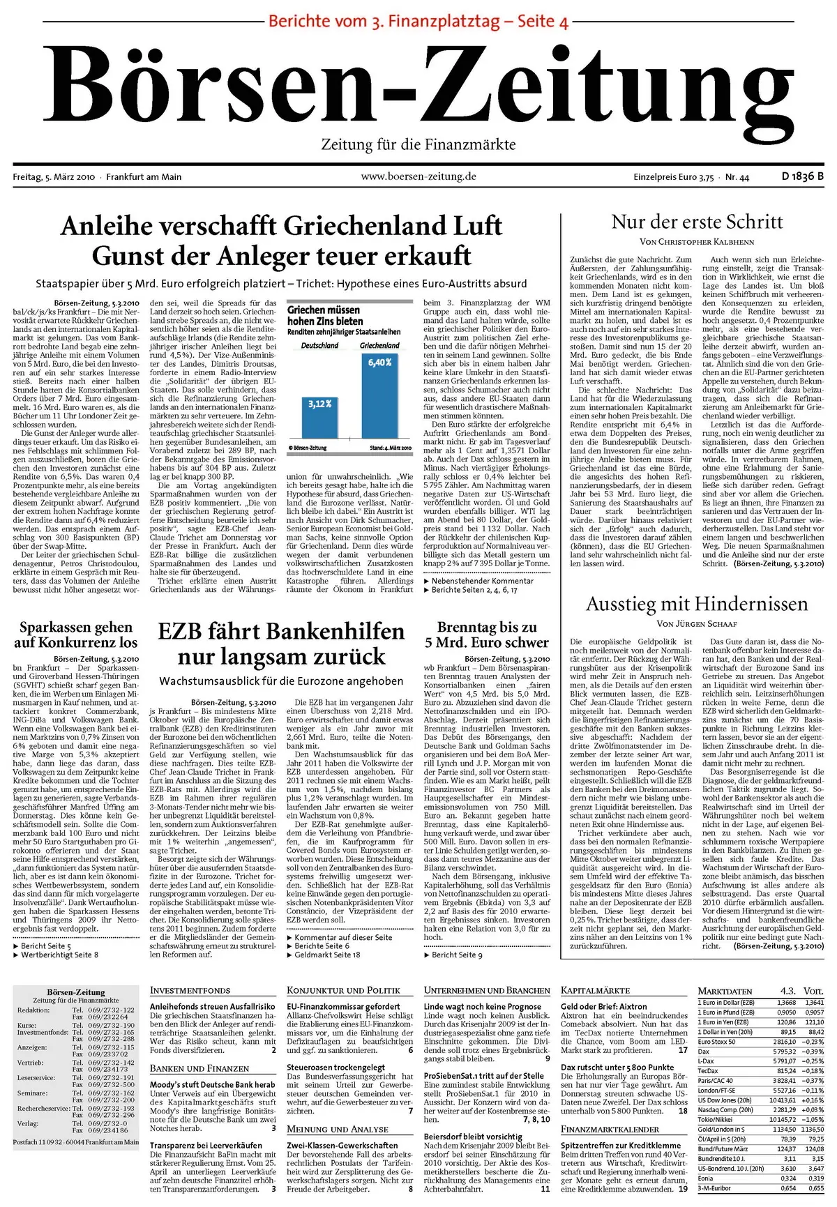 Boersenzeitung vom 5. Maerz 2010