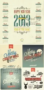 Retro Christmas Backgrounds Vector