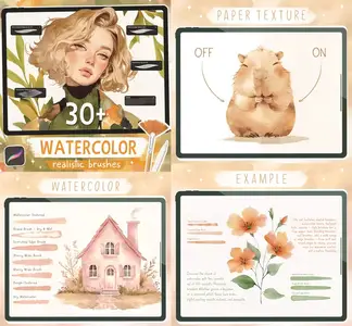 30 Realistic Watercolor Brushes for Procreate