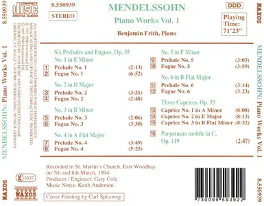 Benjamin Frith - Felix Mendelssohn: Piano Works, Vol. 1 (1995)