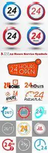 Vectors - 24 Hours Service Symbols