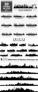 Vectors - Silhouettes of Skyline Cityscapes 29