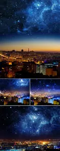 Stock Photo - Night Sky & City