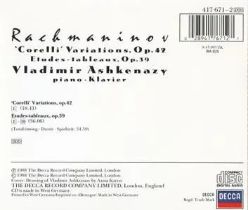 Vladimir Ashkenazy - Rachmaninov: Corelli Variations, Etudes-tableaux (1988) [1st Press]
