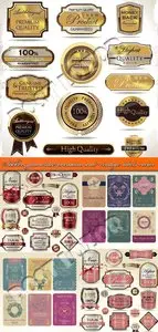 Stickers guarantee premium and vintage labels vector 
