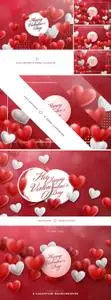 6 Valentine Hearts Vector Backgrounds