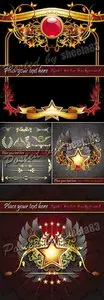 Vintage Backgrounds & Golden Elements Vector