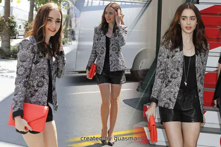 Lily Collins - On the set of Extra in Los Angeles March 27, 2013