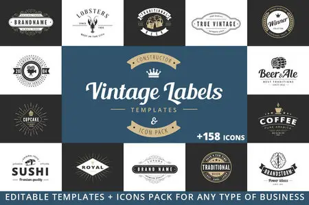 CreativeMarket - Vintage Label Badge Logo Constructor