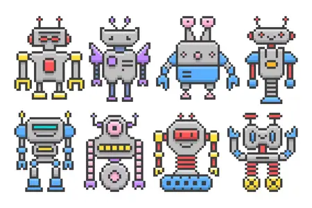 EE - Pixel Art Cartoon Robots Set 35RG7D5