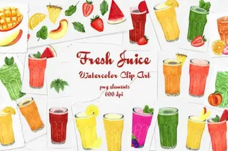 Envato - Summer Juice Watercolor Clipart - 4NGWDWR