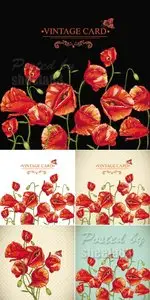 Red Poppies Backgrounds Vector