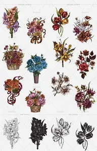 Floral vector pack 134-137